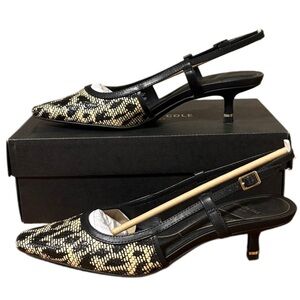 Kenneth Cole Black and Cream Slingback Heels